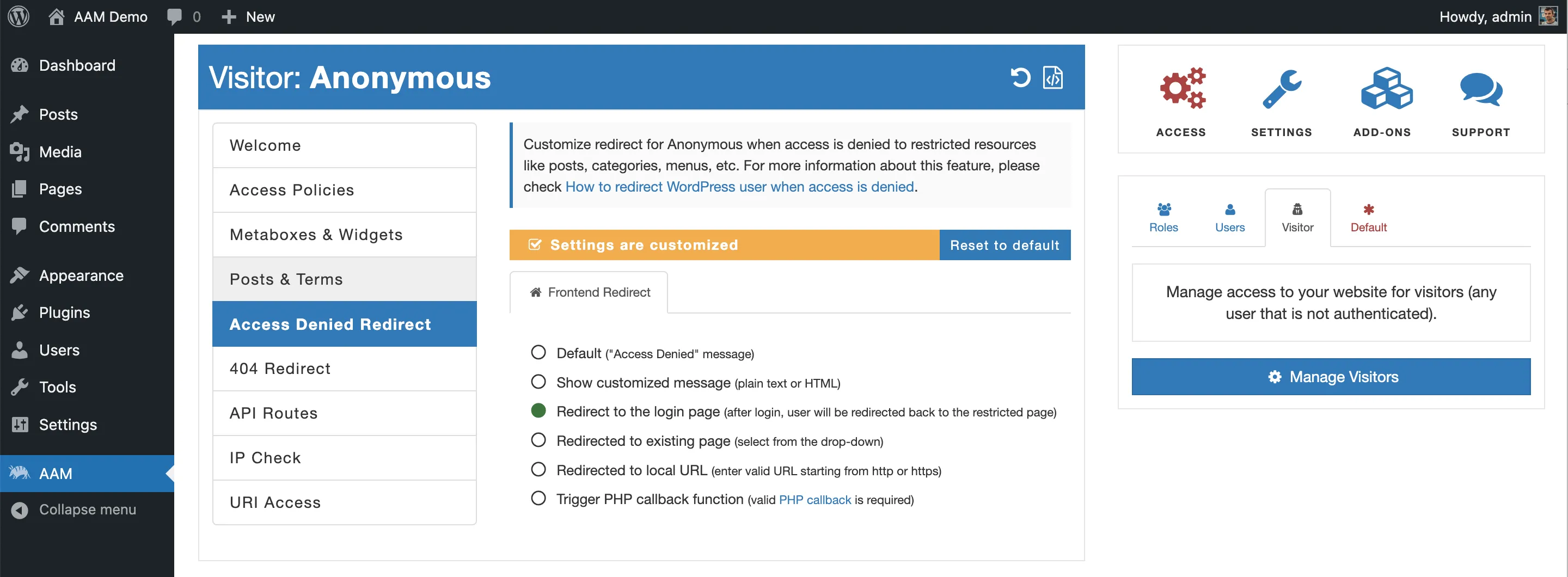 Access Denied Redirect Rule