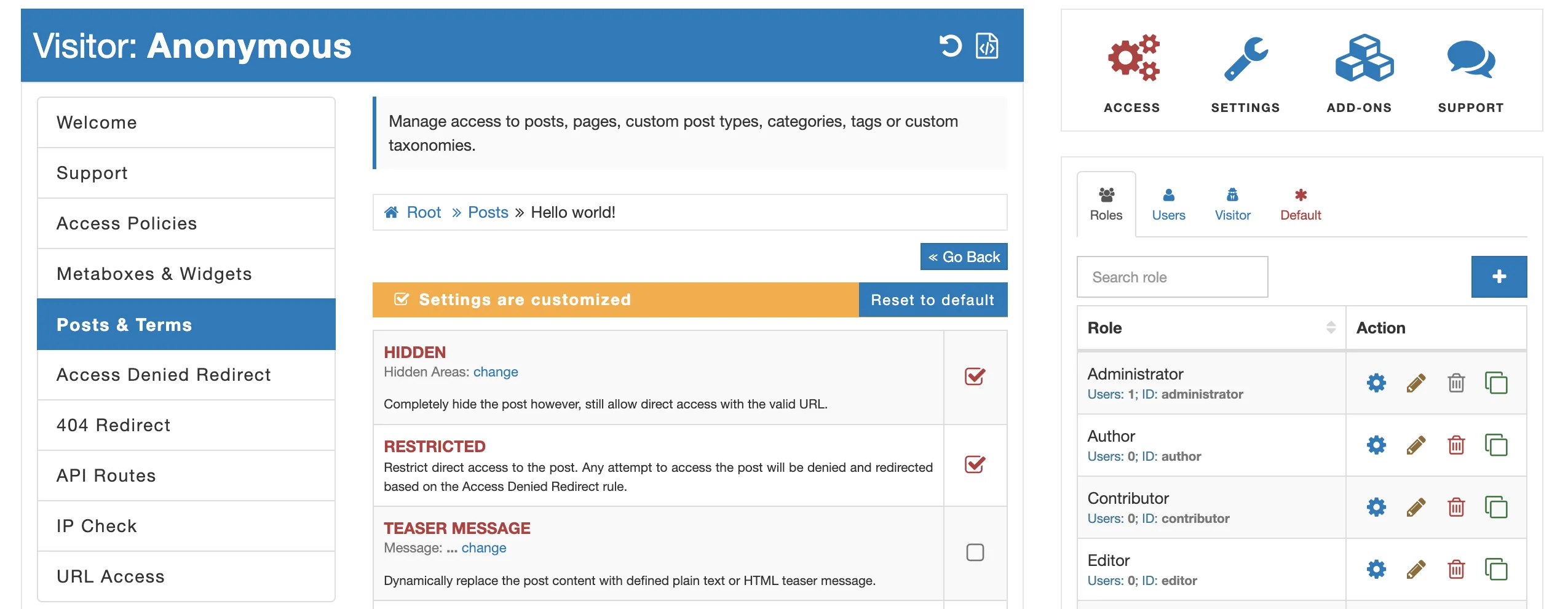 AAM Hidden &amp; Restricted Options