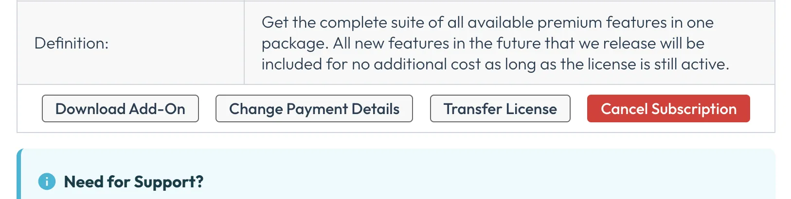AAM Transfer License Button