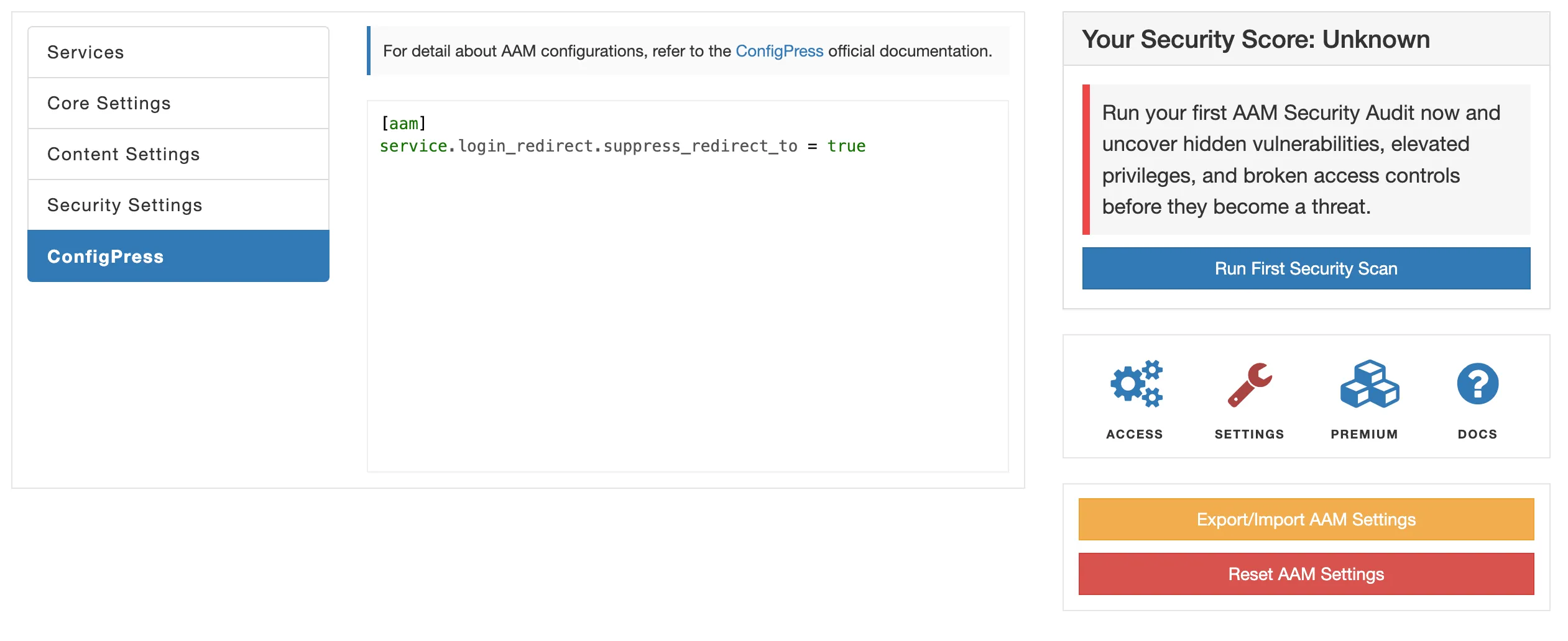 Login Redirect To Suppress Config