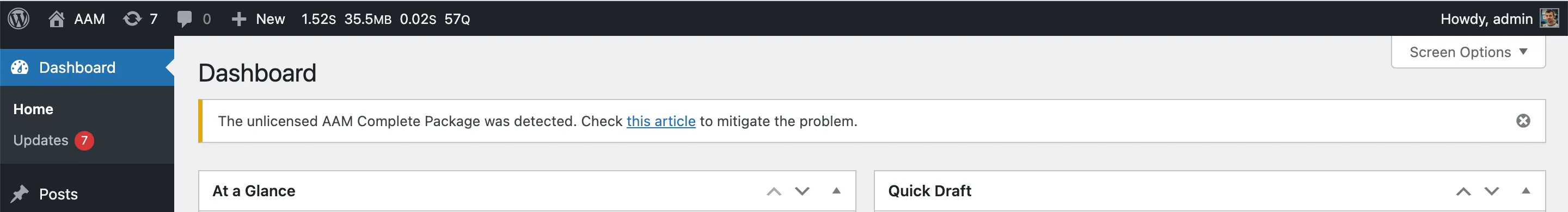Unlicensed Premium Add-On Message