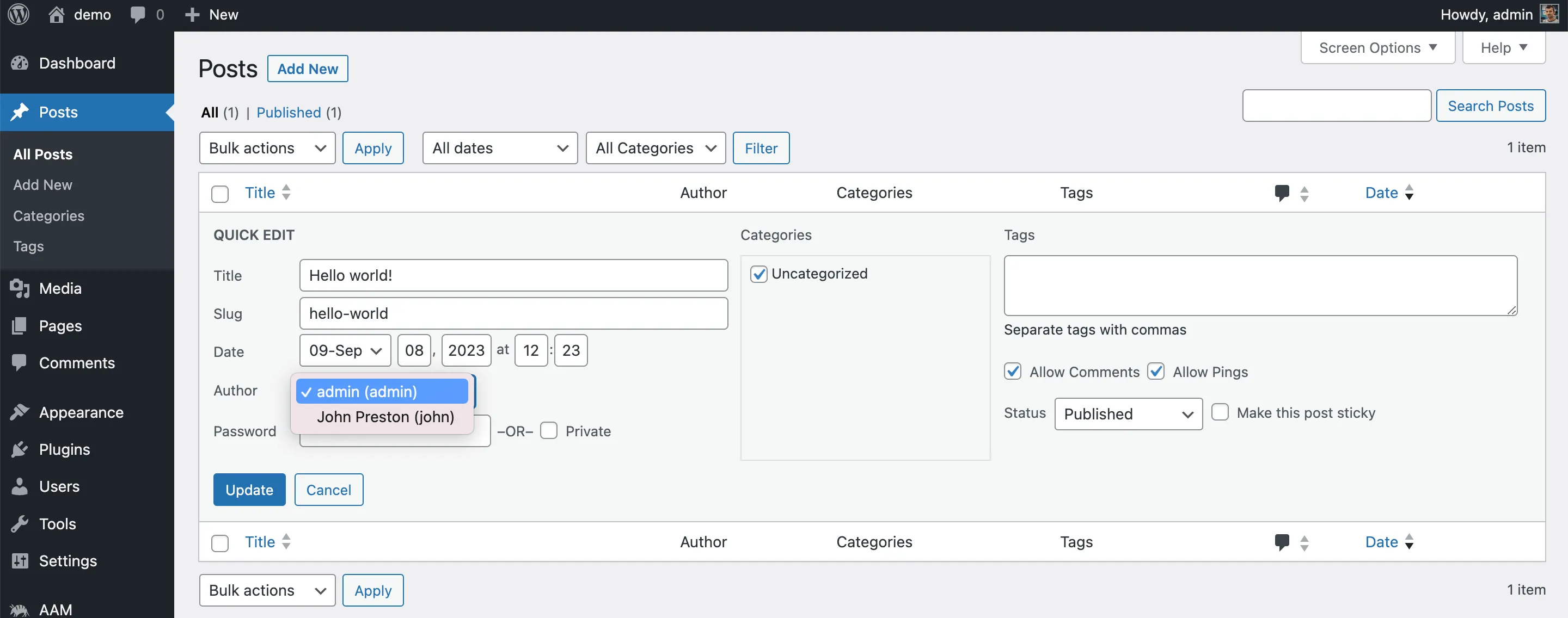 WordPress Author Attribute