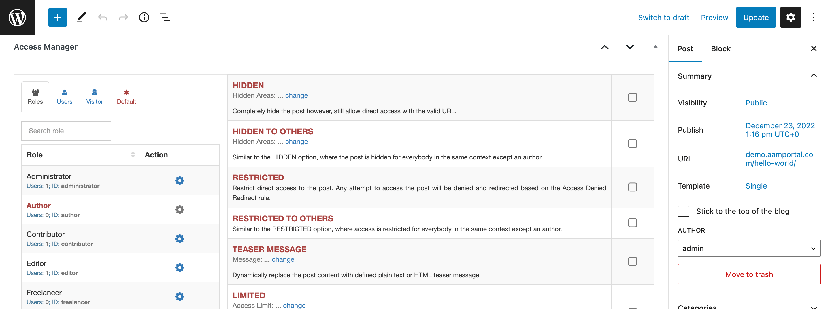 AAM Access Manager Widget