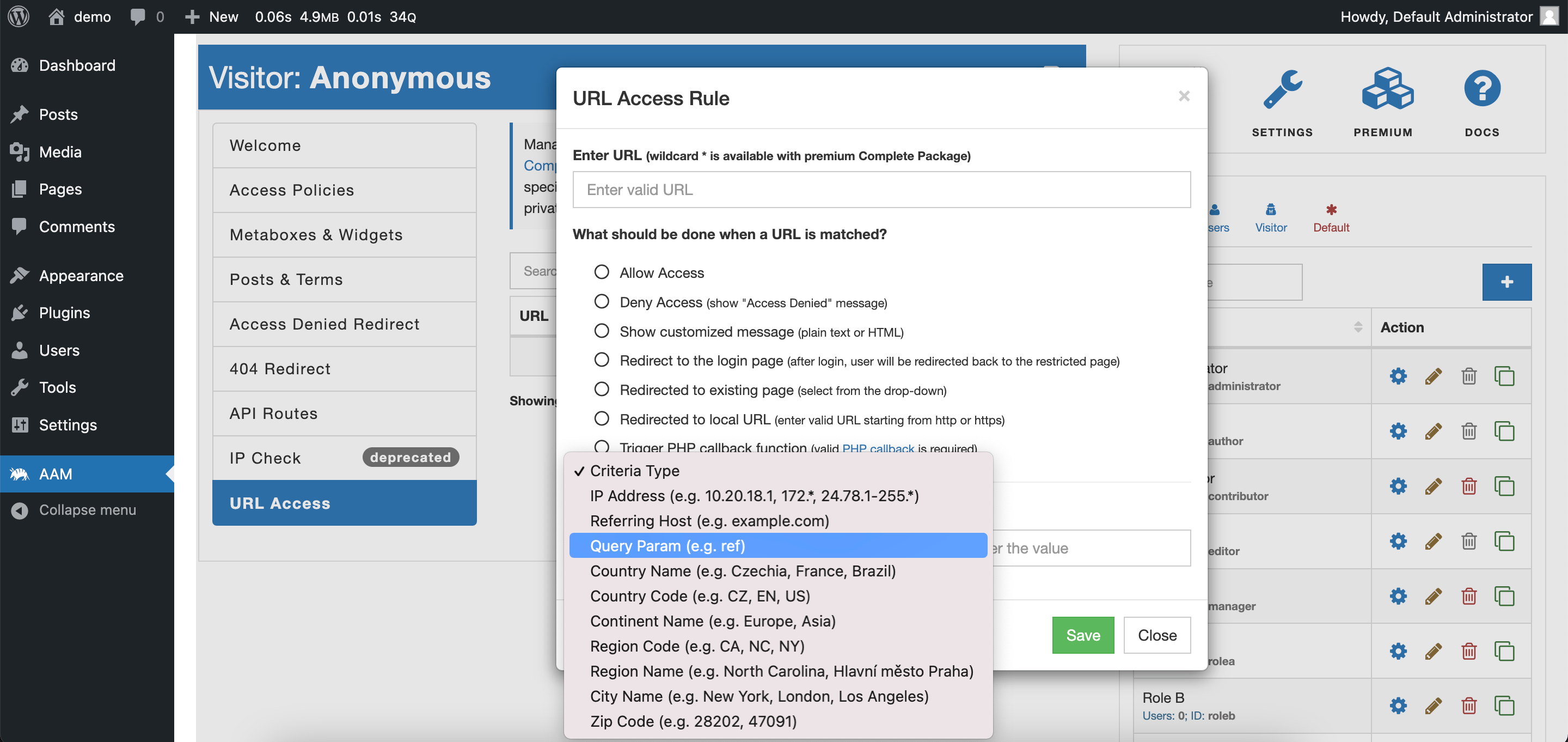 AAM URL Access Criteria Types