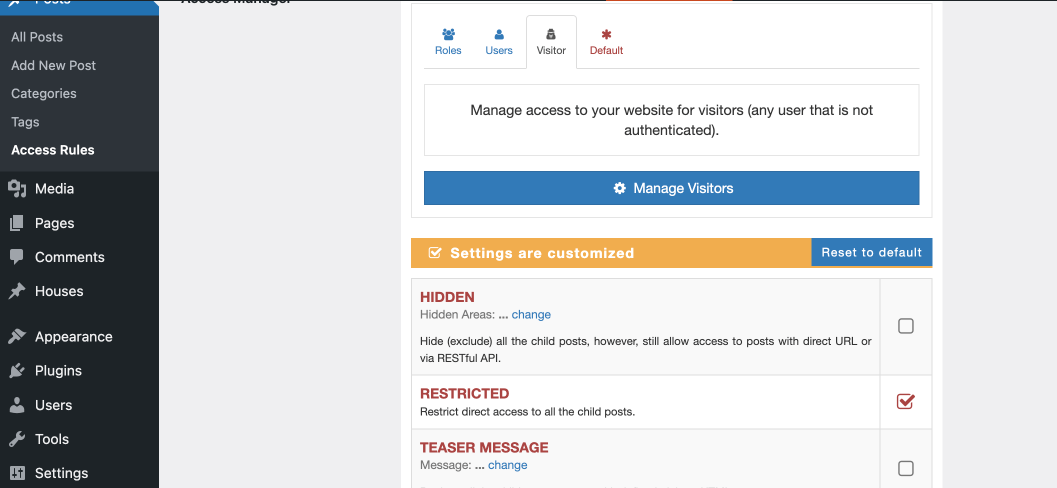 AAM Restricted Categories Controls